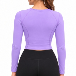 Top Corto de Yoga de Manga Larga para Mujer, Ajustado, Suave, Elástico, Cómodo, Flexible, Corte Moderno, Cobertura Completa - Product Image 2