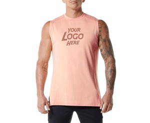 Débardeur de sport OEM personnalisé, T-shirt sans manches découpé, impression sur maillot de corps, maillot de corps pour hommes en Spandex/Coton avec design frontal - Product Image 6