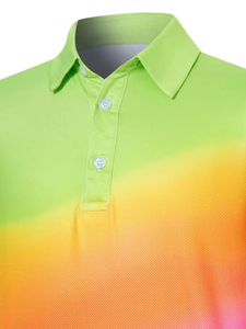 <b>Classic</b> Style Gradient Color Short Sleeve Men's Wear Polo Shirt Breathable Knitted Regular Fit Casual Style Digital Printing - Product Image 2