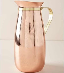 Jarra de Agua de Cobre Puro Hecha a Mano de Alta Calidad con Diseño Martillado y Asa para Almacenamiento o Servicio de Café - Product Image 5