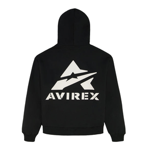 เสื้อฮู้ดผู้ชาย Avirex สีดำ ทรงปกติ ผ้าฟลีซคอตตอน พิมพ์ลายโลโก้ด้านหลัง สวมใส่สบายๆ สำหรับฤดูใบไม้ร่วง - Product Image 3