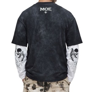 Vintage Custom Graphic Men's shirts Acid Washed T Shirt Layered Long Sleeve Oversized Streetwear Cotton Top OEM Custom DTG Shirt - Product Image 4