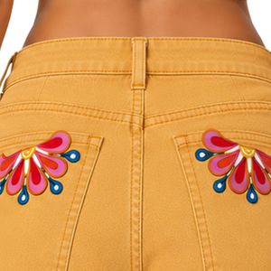 Womens Mustard Yellow Floral Printed Denim <b>Shorts</b> <b>High</b> <b>Waist</b> Casual Summer <b>Jean</b> <b>Shorts</b> Custom Embroidered Fashion OEM Manufactur - Product Image 6
