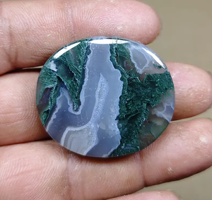 Rodaja de Ágata Musgosa Natural Pulida, Piedra Verde Azul para Joyería, Decoración del Hogar, Regalo - Product Image 4