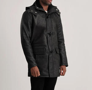Manteau unisexe en coton et cuir, col montant, fermeture éclair, imperméable, coupe-vent, mode, taille ajustée, manches longues, couleur unie, décontracté, logo frontal - Product Image 2
