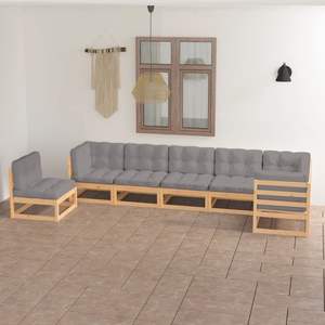 Conjunto Modular Grande para Jardín, Madera de Pino Sólida Natural, Muebles Resistentes para Exteriores - Product Image 1