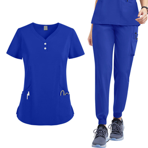 Premium Quick Dry <b>Scrub</b> <b>Set</b> Frosted Cream Solid Color Uniform for Nurses Clinics and Beauty Salons Frosted Cream Medical <b>Scrub</b> - Product Image 6