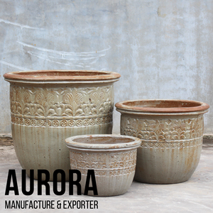 Ensemble de jardinières vintage en céramique sculptées à la main, rustiques et écologiques, avec trous de drainage pour fleurs et plantes vertes - Product Image 5