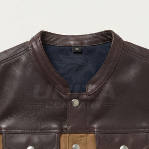 Durable Cowhide Winter Breathable Motorbike <b>Leather</b> <b>Vest</b> with Multi-Pocket Design Soft Inner Lining for <b>Men</b> - Product Image 6