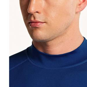 Custom Blue Men Compression <b>Mock</b> <b>Neck</b> Sports Shirt OEM Long Sleeve Quick Dry Training <b>Top</b> Gym Wear - Product Image 4