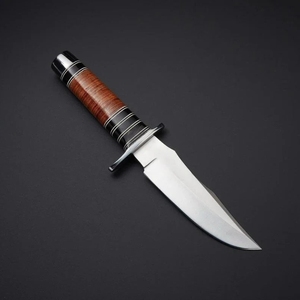 Cuchillo Bowie de Hoja Fija de Acero Inoxidable Pulido de 11 Pulgadas, Estilo Vikingo, Hecho a Mano, con Mango de Micarta y Espiga Completa - Product Image 1