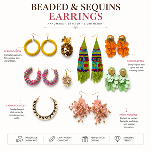 Pendientes de Lentejuelas con Cuentas, Pendientes Hechos a Mano, Joyería de Moda para Mujer, Accesorios para Fiestas - Product Image 6