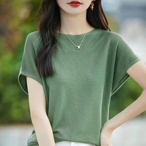 เสื้อกั๊กแขนสั้นคอกลมของผู้หญิงเสื้อถักลำลองทรงหลวมสีพื้นเสื้อยืดฤดูร้อนเป็นมิตรกับสิ่งแวดล้อม - Product Image 6