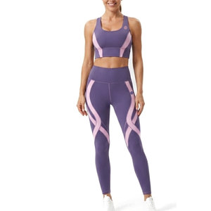 Ensemble de sport côtelé sans coutures pour femme, extensible, pour entraînement, yoga, course à pied et exercices quotidiens - Product Image 1