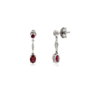 New Collection Handmade Ruby & Diamond <b>Small</b> Drop <b>Earrings</b> <b>For</b> <b>Women</b> 14K White Gold Valentine's Day Gift Precious Jewelry - Product Image 5