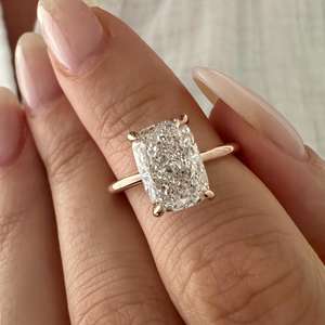 2.5 Carat Elongated Cushion Lab Grown Diamond Solitaire <b>Ring</b> in 14k Rose Gold , <b>Thin</b> Engagement <b>Ring</b>, IGI Certified - Product Image 6