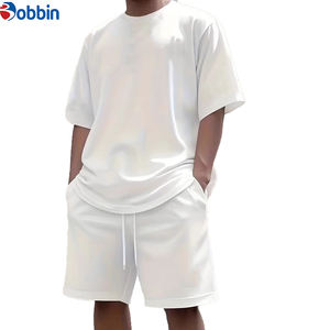 Ensemble de survêtements unisexes confortables pour hommes : T-shirt oversize et pantalon de jogging, couleur unie, style urbain, respirant, personnalisable pour l'été - Product Image 1