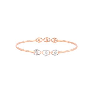 Brazalete de Oro Rosa de 14K con Tres Círculos de Diamantes Redondos - Product Image 1