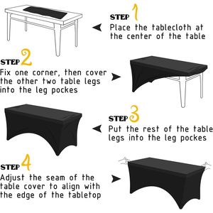 Black 4FT <b>Rectangle</b> Spandex <b>Tablecloth</b> Washable Wrinkle-Free Stretch Covers Table Cloths Fitted Perfectly - Product Image 5