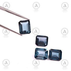 Natural <b>London</b> Blue Topaz Octagon 9x11mm Faceted Loose Gemstone AAA Quality Emerald Cut Deep Blue Gem for Ring Setting Jewelry - Product Image 1