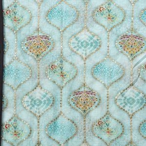 Premium position print with embroidery fabric is a modern textile designed for stylish fashion and <b>garment</b> collections This fabr - Product Image 3