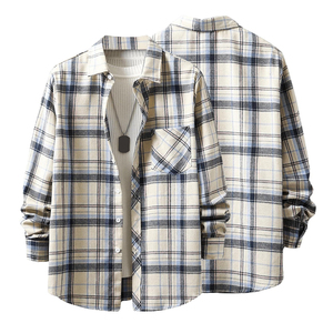 Chemises en flanelle à carreaux pour hommes, manches longues, en coton, style hiver, pour la mode en plein air. - Product Image 3