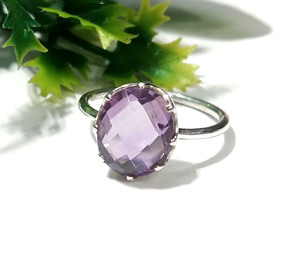 Anillo de Amatista Natural, Anillo de Plata de Ley 925 Sólida Hecho a Mano, Anillo de Joyería con Gema de Cristal Morado - Product Image 3