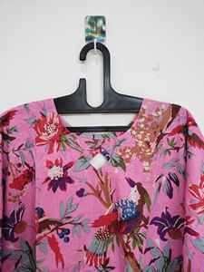 Vestido Kaftán de Verano para Mujer, 100% Algodón, Largo hasta la Rodilla, Suave, Transpirable y Cómodo, Estampado Floral Vintage, Silueta en A - Product Image 5