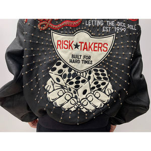 Premium <b>Men's</b> Autumn Winter Woolen Short Varsity <b>Leather</b> <b>Jacket</b> Customizable Rhinestones Button Collar Hooded Genuine <b>Leather</b> - Product Image 5