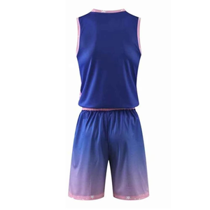 Ensemble d'uniformes de basketball unisexe, motif léopard, respirant, dégradé bleu rose, col en V, sans manches, séchage rapide, polyester, maillot d'équipe pour adultes - Product Image 2