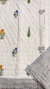 handblock printed hand stitch cottan <b>indian</b> rajasthani traditional <b>quilt</b> homedecor - Product Image 2
