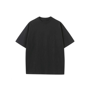 Men's Oversized Cotton T-Shirt Short Sleeve O-Neck Solid Color Washed Casual Wear <b>Green</b> - Product Image 5