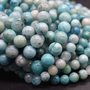 Perles d'hémimorphite naturelles en gros |   Collier de perles rondes en larimar bleu de 8 mm - Product Image 2