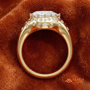 Moissanite <b>Dome</b> <b>Ring</b> for Women Gold Tone Engagement Wedding Anniversary Jewelry Elegant Daily Wear Fashion Style - Product Image 5