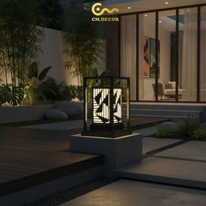 Luxury Outdoor Square Decorative Wall Fixture Waterproof Resort Hotel Lamp Stainless Steel AC 200V E27 IP65 Black - Product Image 5