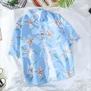 Chemise décontractée à manches courtes pour homme, imprimé floral, coupe ample, tissu respirant - Product Image 1