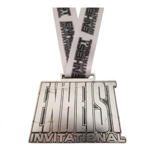 Custom Square Metal <b>Medal</b> with Printed Ribbon for <b>Sports</b> Competition Awards - Product Image 1