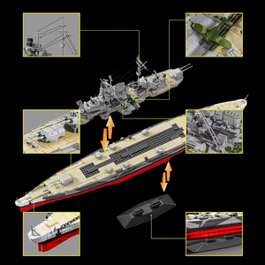 Kit de modèle de construction du navire de guerre allemand Tirpitz de la Seconde Guerre mondiale, 2738 pièces, jouet éducatif, cadeau pour enfants, série de navires de guerre, blocs de puzzle - Product Image 2