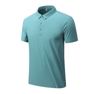 Men's Solid Color Short Sleeve <b>Polo</b> <b>Shirt</b> Knitted Quick Dry Casual Style Regular Fit Light <b>Blue</b> - Product Image 1
