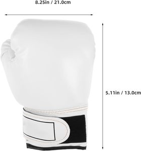 Gants de boxe en cuir blanc pour adultes, avec fermeture réglable à la poignet, respirants et anti-humidité - Product Image 4