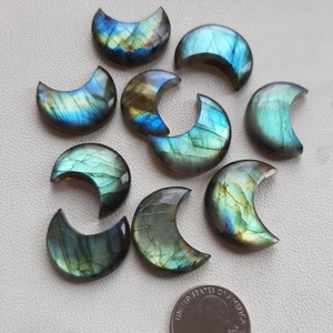 Pierre précieuse de labradorite de haute qualité en forme de lune, labradorite naturelle bleue chatoyante, polie à la main, pour la fabrication de bijoux, pierre précieuse en vrac - Product Image 4