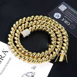 สร้อยคิวบันชุบทอง 14K ชุบโรเดียม ขนาด 9 มม. ประดับไพลิน สร้อยฮิปฮอป สำหรับทุกเพศ เหมาะสำหรับเป็นของขวัญ - Product Image 5