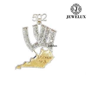 Jewelux Luxury Iced Out Gold Plated 925 Silver Freshwater Pearl Design Hip Hop Charms Pendant Jewelry Jewelux IGI Certified - Product Image 2