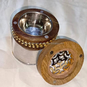 ARTWORK MAESTRO Brûleur à Bakhoor en Laiton et Bois Fait Main avec Design en Cristal 100% Naturel Idéal pour l'Aromathérapie VENTE FLASH - Product Image 1