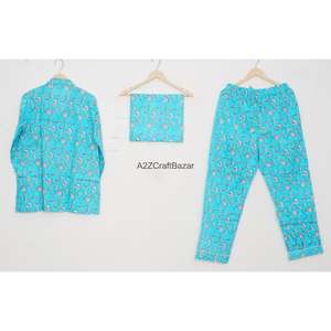 Conjunto de Pijama de Manga Larga Floral de Lujo 100% Algodón Transpirable para Fiesta Nupcial, Ropa de Dormir Cómoda para Verano - Product Image 3