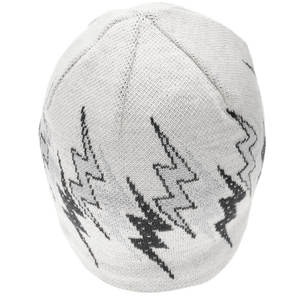 Unisex White Beanie With Black Geometric Pattern Knitted Hat Casual <b>Winter</b> <b>Cap</b> 56-58CM Adult Size - Product Image 3