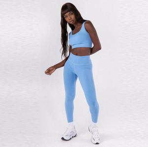 Conjunto de Leggings Largos de Poliéster Rosa para Mujer, Cintura Alta, Transpirables, Sin Costuras, Deportivos, para Yoga - Product Image 5