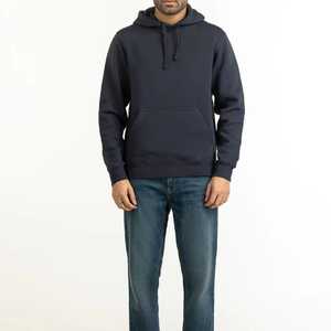 Men's <b>Navy</b> Hooded <b>Sweatshirt</b> Regular Fit Solid Color Casual Autumn Wear 100% Cotton French Terry Knitted 100%pure cotton trendy - Product Image 2