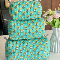 Set 3 Tas Perlengkapan Mandi Motif Bunga Cetak Tangan, Dapat Dicuci, Tas Kosmetik & Perjalanan dengan Kantong, Hadiah untuknya, Hadiah Ulang Tahun
