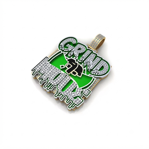 Colgante de Plata de Ley 925 con Diamante Natural y Esmalte que Brilla en la Oscuridad, Estilo Hip Hop, Chapado en Oro, Unisex, Regalo para Cumpleaños y Fiestas - Product Image 1
